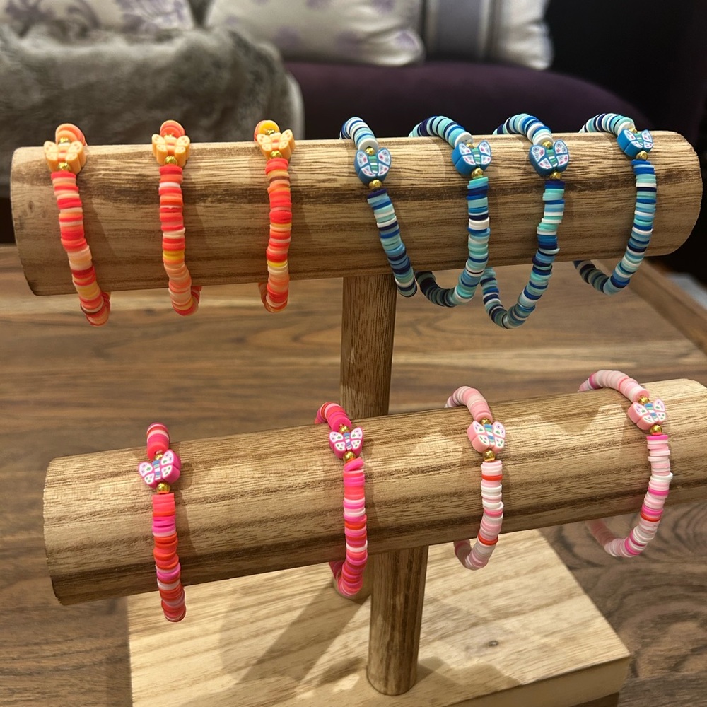 Assorted butterfly clay beads bracelets
